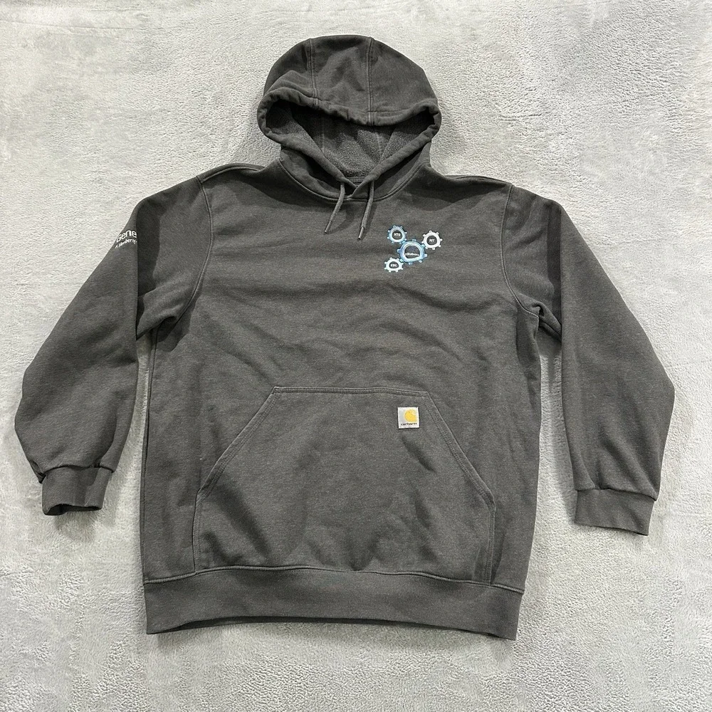 Carhartt Hoodie Men's L Loose Fit Pullover Logo Heavyweight Gray Workwear Baggy